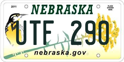 NE license plate UTF290