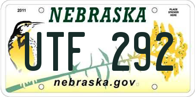 NE license plate UTF292