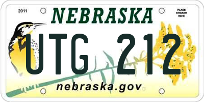 NE license plate UTG212
