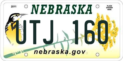 NE license plate UTJ160
