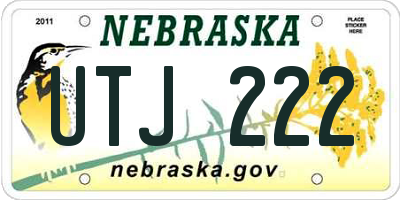 NE license plate UTJ222