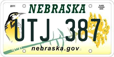 NE license plate UTJ387