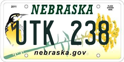 NE license plate UTK238