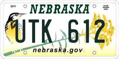 NE license plate UTK612
