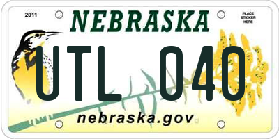NE license plate UTL040