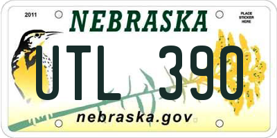 NE license plate UTL390