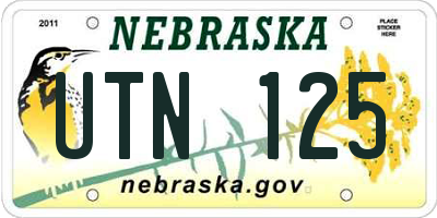 NE license plate UTN125