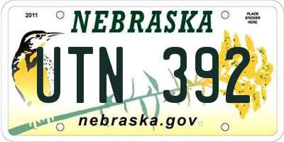 NE license plate UTN392