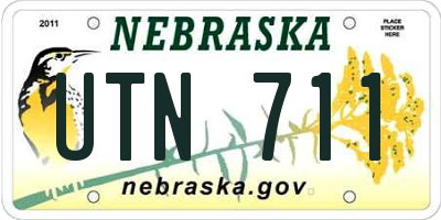 NE license plate UTN711