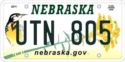 NE license plate UTN805