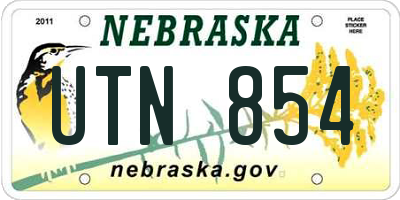NE license plate UTN854