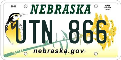 NE license plate UTN866