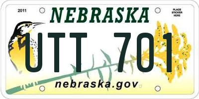 NE license plate UTT701
