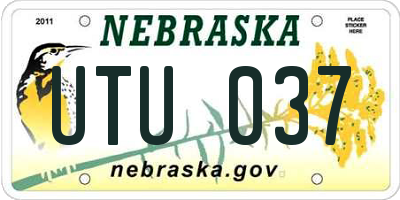 NE license plate UTU037