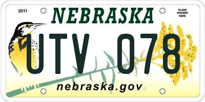 NE license plate UTV078