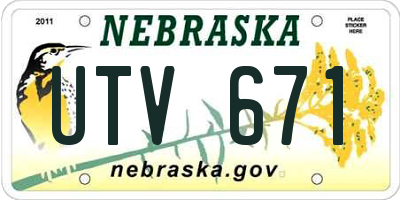 NE license plate UTV671