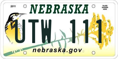 NE license plate UTW111