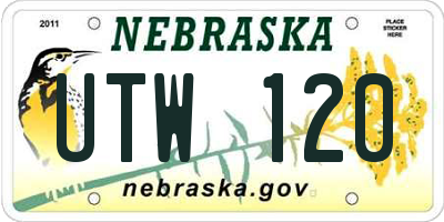 NE license plate UTW120