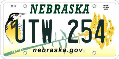 NE license plate UTW254