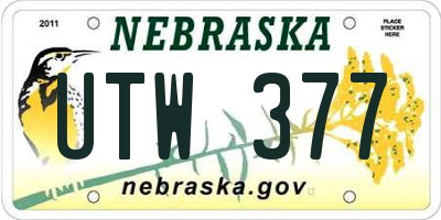 NE license plate UTW377