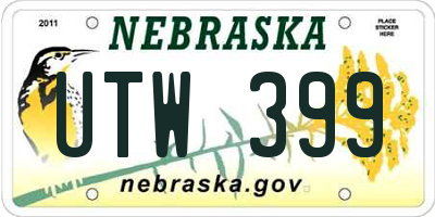 NE license plate UTW399