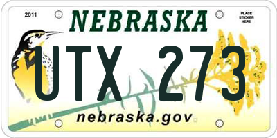 NE license plate UTX273