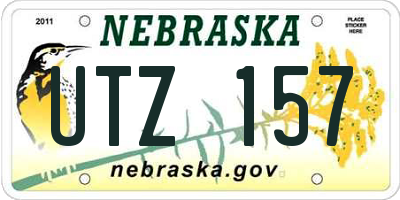 NE license plate UTZ157