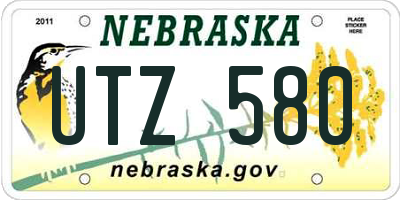 NE license plate UTZ580