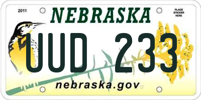 NE license plate UUD233
