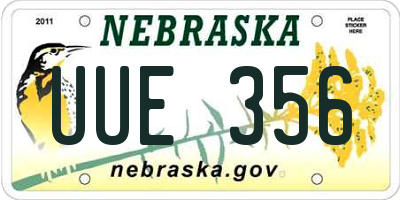NE license plate UUE356