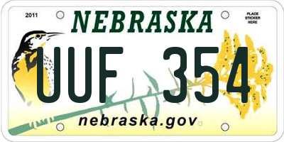 NE license plate UUF354