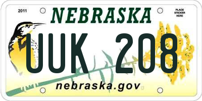NE license plate UUK208