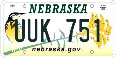 NE license plate UUK751