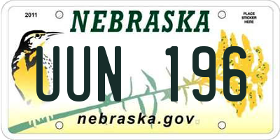 NE license plate UUN196