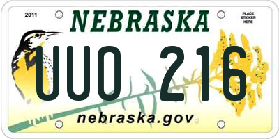 NE license plate UUO216