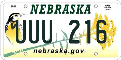NE license plate UUU216