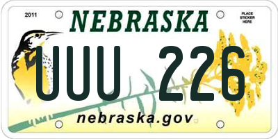 NE license plate UUU226