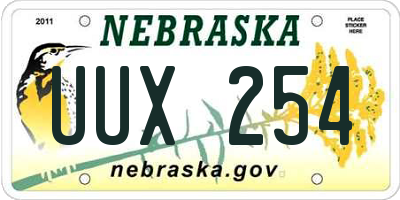 NE license plate UUX254