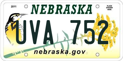 NE license plate UVA752