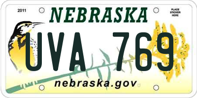 NE license plate UVA769