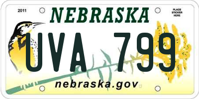 NE license plate UVA799