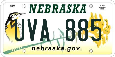 NE license plate UVA885