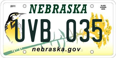 NE license plate UVB035