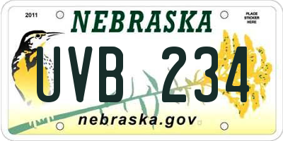 NE license plate UVB234
