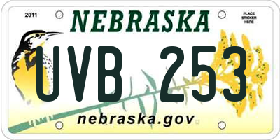 NE license plate UVB253