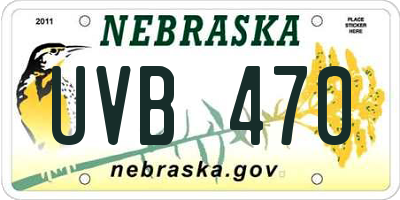 NE license plate UVB470