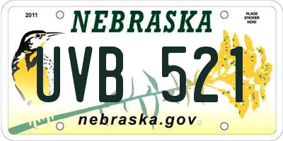 NE license plate UVB521