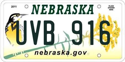 NE license plate UVB916