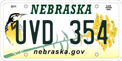 NE license plate UVD354
