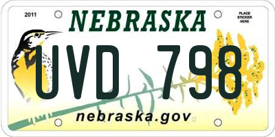 NE license plate UVD798